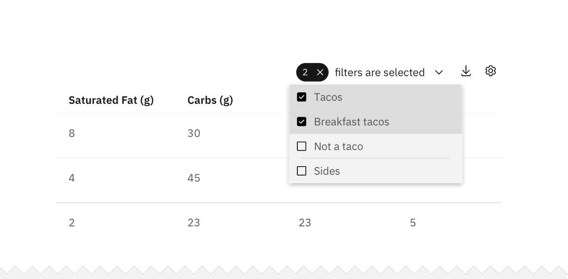 multi-selection filters